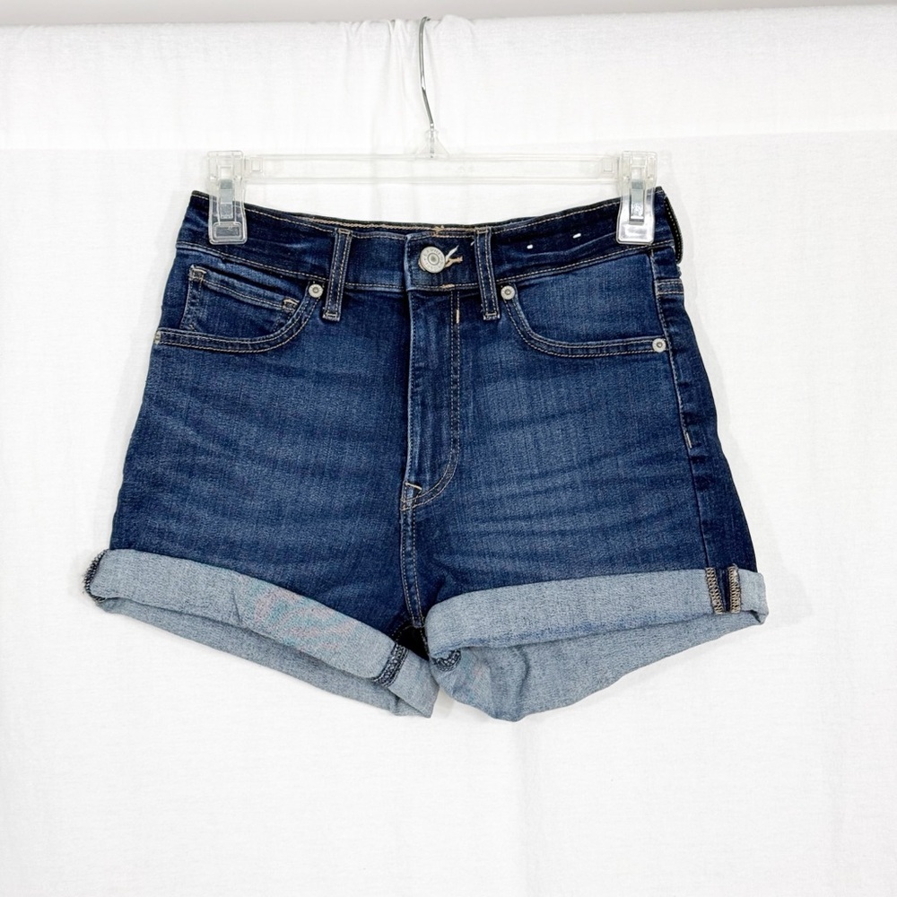 Express Blue Jean Shorts High-Waisted Cuffed, Size 00, Blue